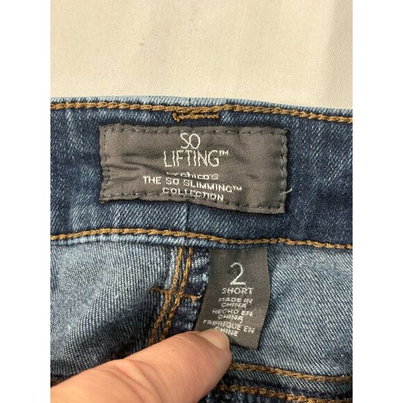 Chicos So Lifting Womens Jeans Size 2 Short Dark Wash Denim - Picture 3 of 8